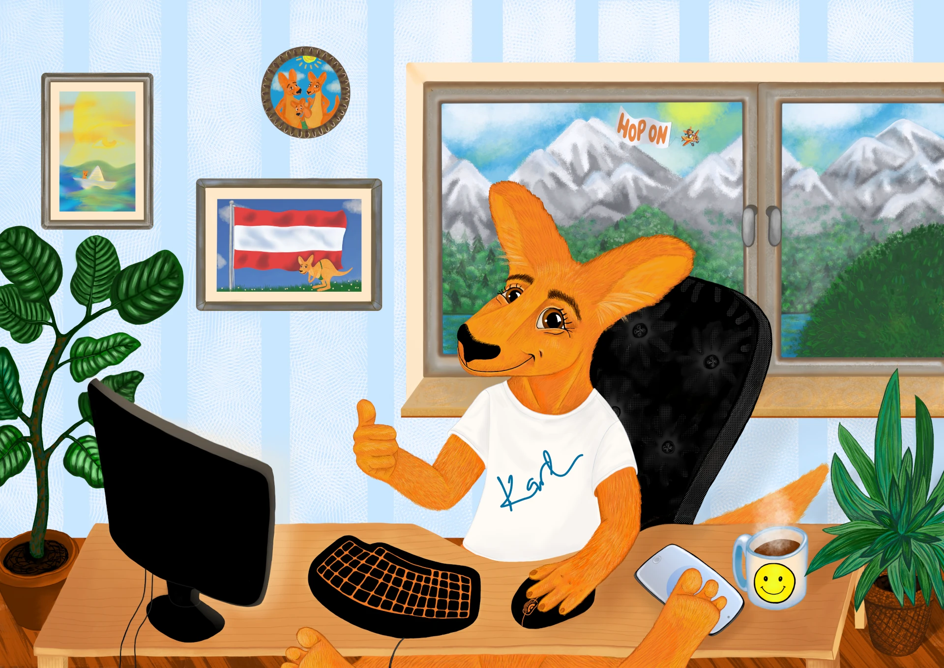 Karl the Kangaroo in his office