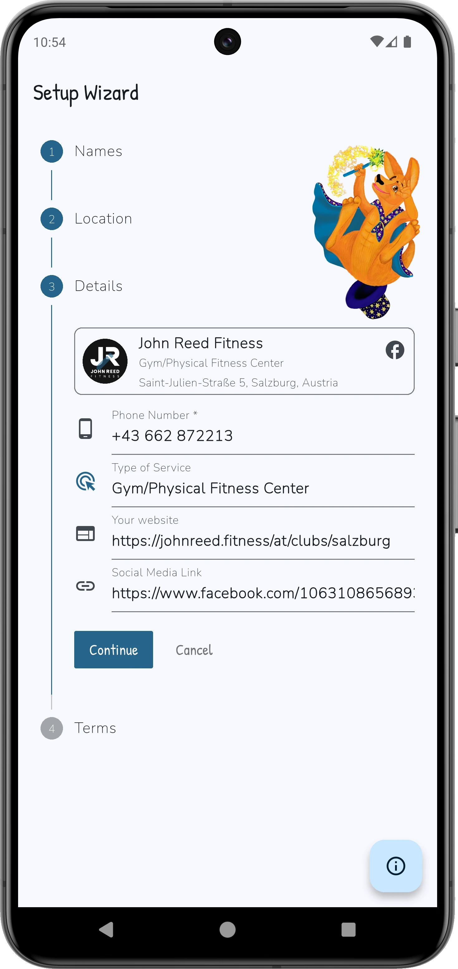 Setup Wizard Business Details