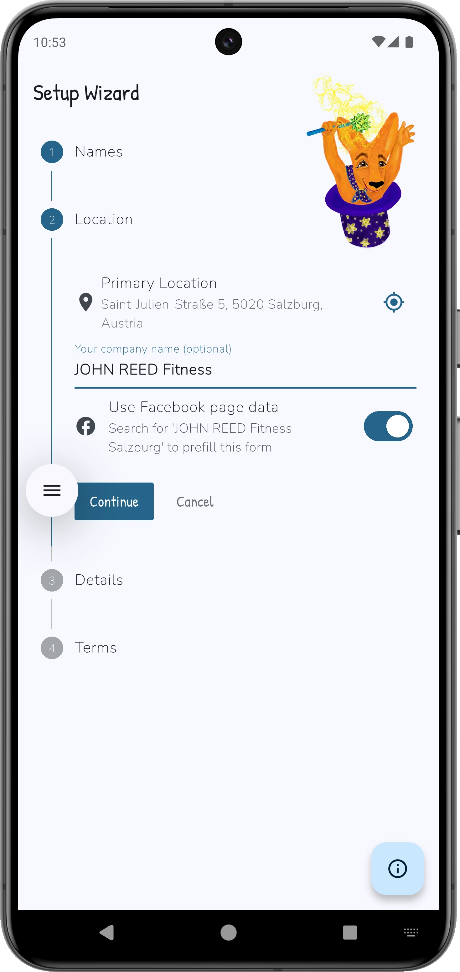 Setup Wizard Location Picker